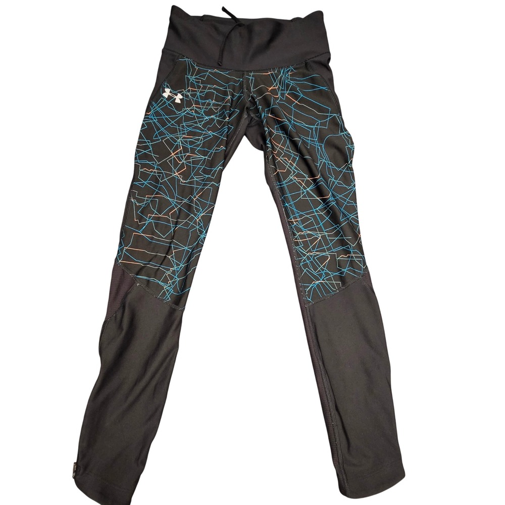 Under Armour Leggings Women Medium Black HeatGear Compression Geometric Athletic